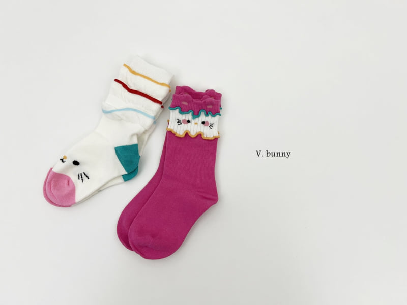 V Bunny - Korean Children Fashion - #childofig - Ribbon Cat Socks Set - 9