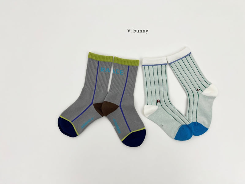 V Bunny - Korean Children Fashion - #childofig - Line R Socks Set - 8