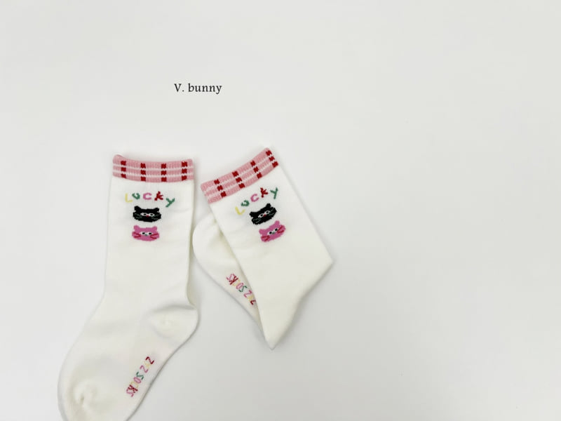 V Bunny - Korean Children Fashion - #childofig - Red Cats Socks Set - 5