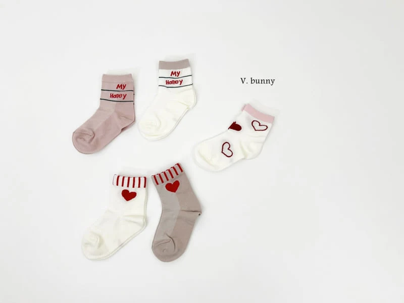 V Bunny - Korean Children Fashion - #childofig - Honey Socks Set - 2