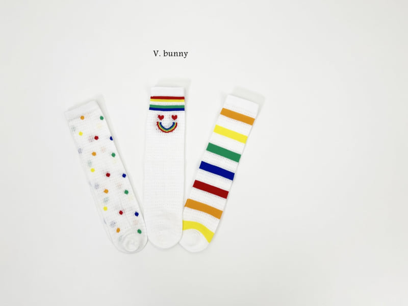 V Bunny - Korean Children Fashion - #childofig - Rainbow Polka Dots Socks Set - 9