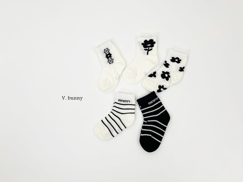 V Bunny - Korean Children Fashion - #childofig - String Flower Socks Set - 2