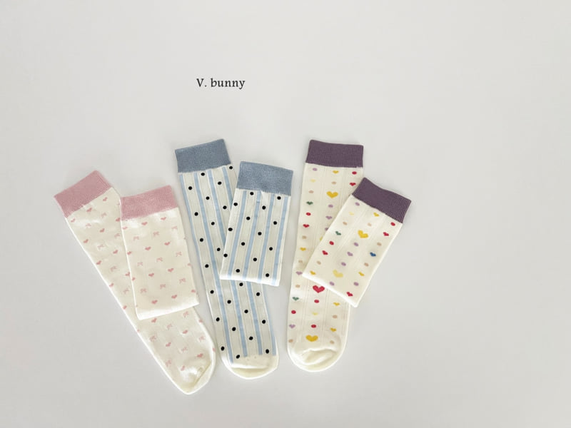 V Bunny - Korean Children Fashion - #childofig - Dotted Heart Socks Set - 10