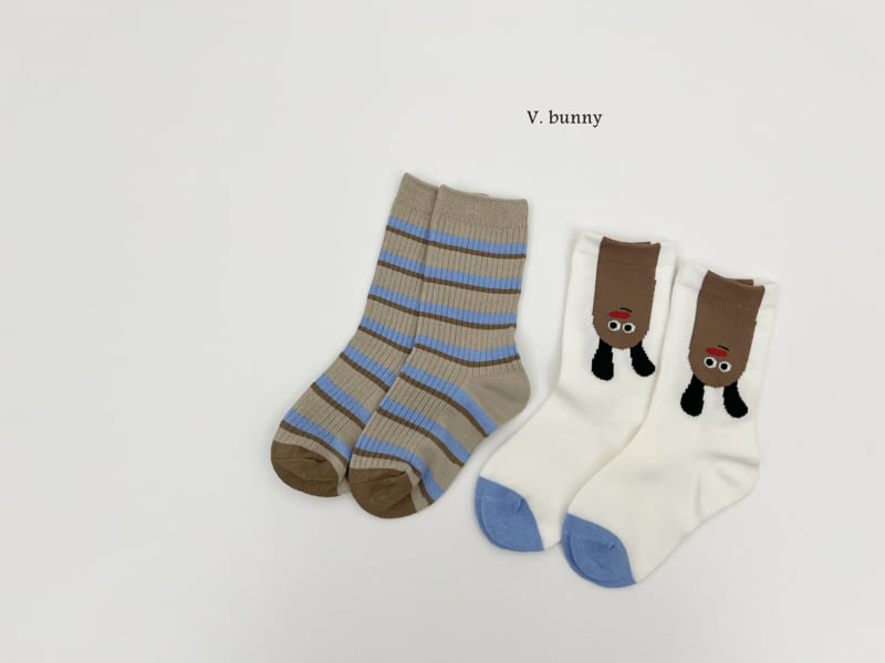 V Bunny - Korean Children Fashion - #childrensboutique - Week Puff Socks Set - 8