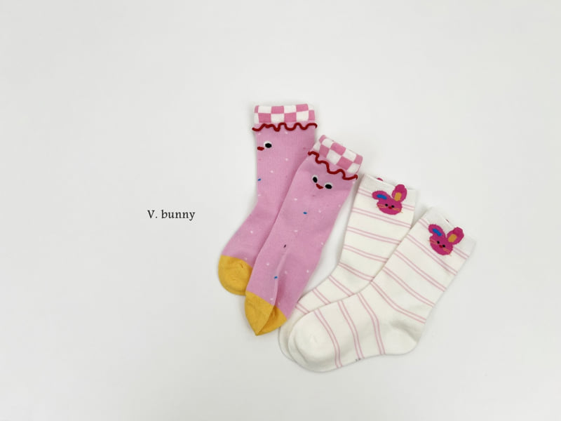 V Bunny - Korean Children Fashion - #childrensboutique - Shirring Three Color Socks Set - 9