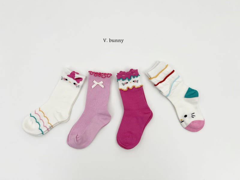 V Bunny - Korean Children Fashion - #childrensboutique - Ribbon Cat Socks Set - 10
