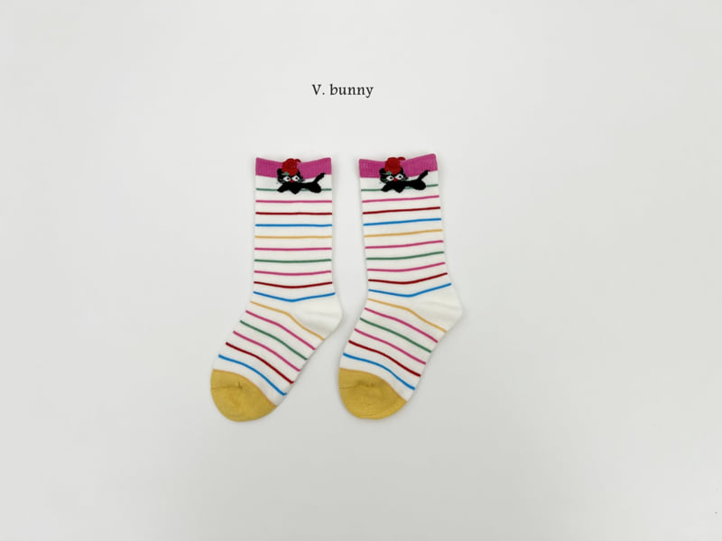 V Bunny - Korean Children Fashion - #childrensboutique - Red Cats Socks Set - 7