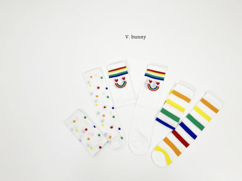 V Bunny - Korean Children Fashion - #childrensboutique - Rainbow Polka Dots Socks Set - 10