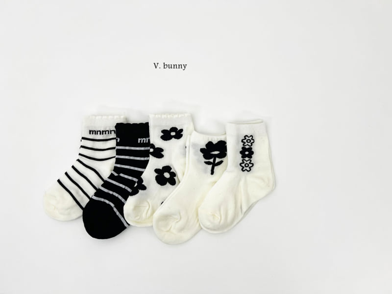 V Bunny - Korean Children Fashion - #childrensboutique - String Flower Socks Set - 3