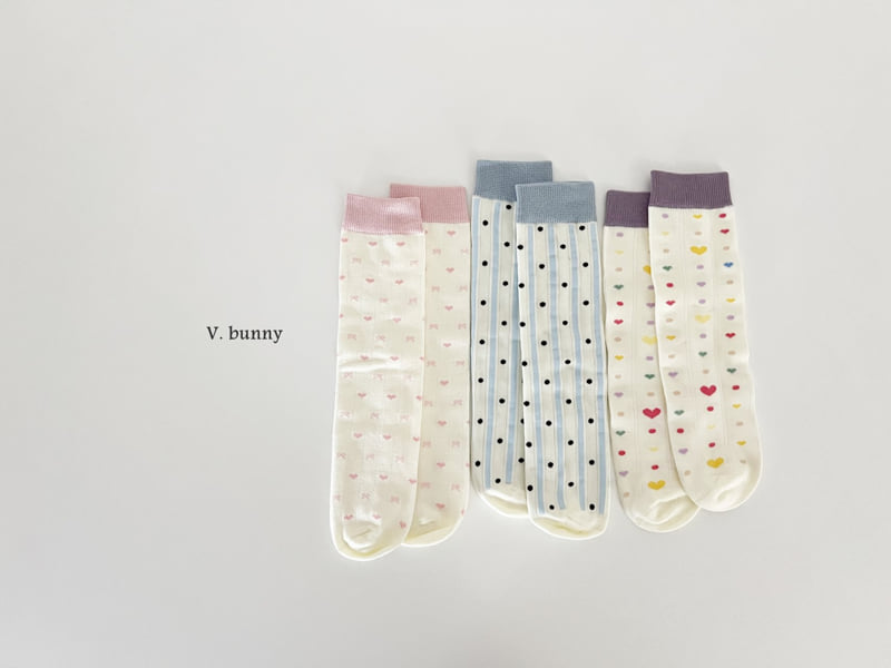 V Bunny - Korean Children Fashion - #childrensboutique - Dotted Heart Socks Set - 11