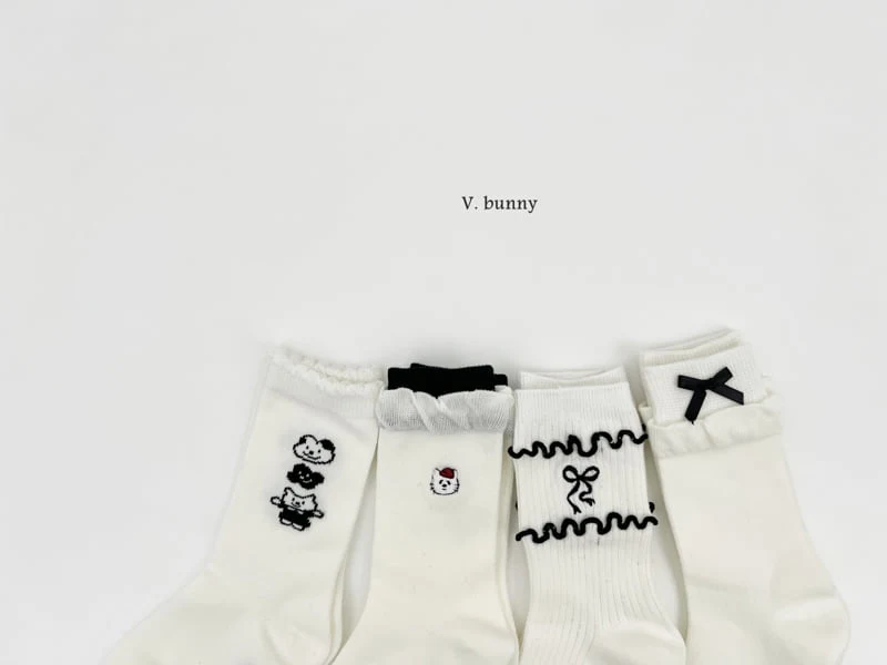 V Bunny - Korean Children Fashion - #designkidswear - Layer Ribbon Socks Set - 2