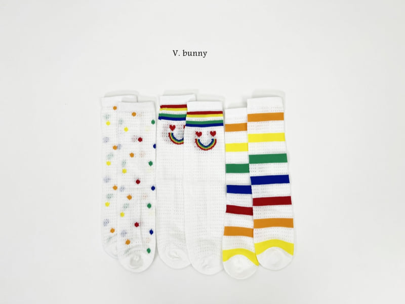 V Bunny - Korean Children Fashion - #designkidswear - Rainbow Polka Dots Socks Set - 11