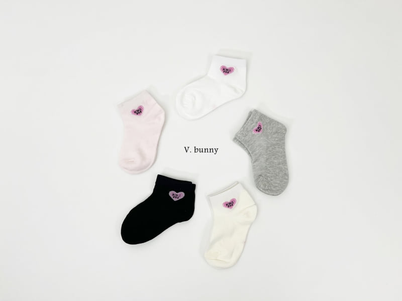 V Bunny - Korean Children Fashion - #designkidswear - Kiki Heart Socks Set - 9