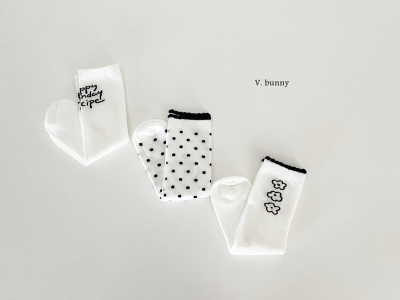 V Bunny - Korean Children Fashion - #designkidswear - Hemp Flower Sock Set - 3