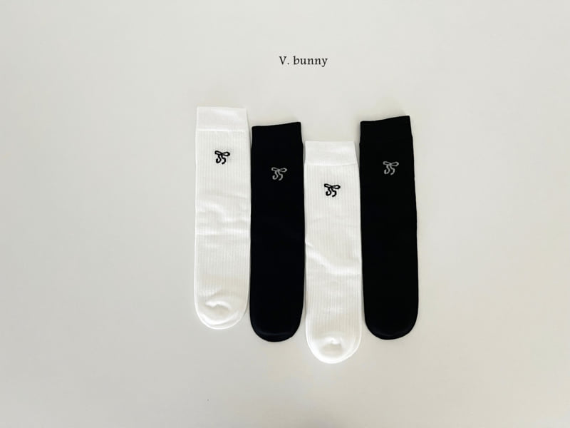 V Bunny - Korean Children Fashion - #designkidswear - Double Bone Sock Set - 11