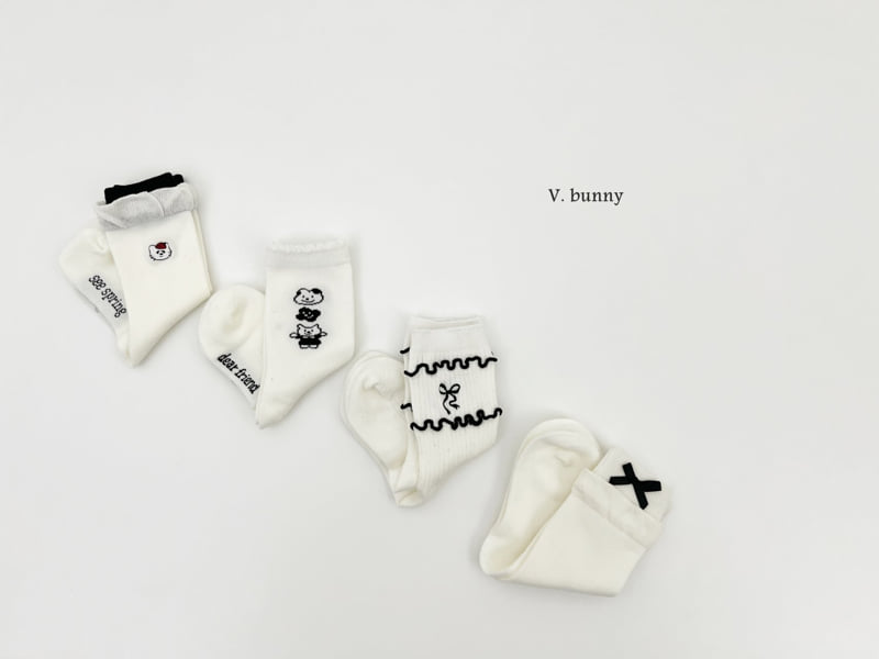 V Bunny - Korean Children Fashion - #discoveringself - Layer Ribbon Socks Set - 3