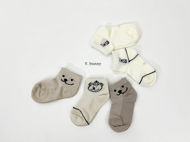 V Bunny - Korean Children Fashion - #discoveringself - Hat Bear Socks Set - 3