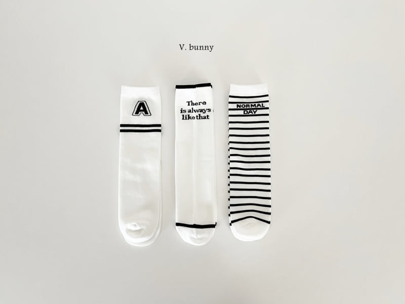 V Bunny - Korean Children Fashion - #discoveringself - Stripe A Sock Set