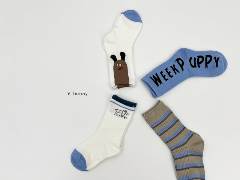 V Bunny - Korean Children Fashion - #fashionkids - Week Puff Socks Set - 11