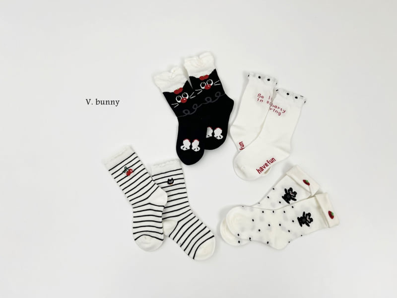 V Bunny - Korean Children Fashion - #fashionkids - Black Cat Socks Set - 10