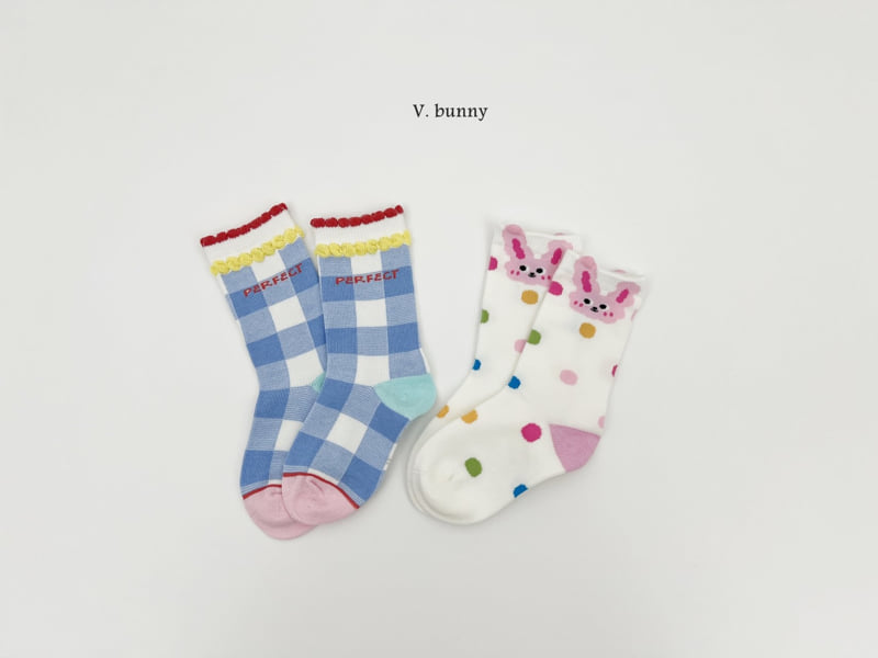V Bunny - Korean Children Fashion - #fashionkids - Bubble Rabbit Socks Set - 9