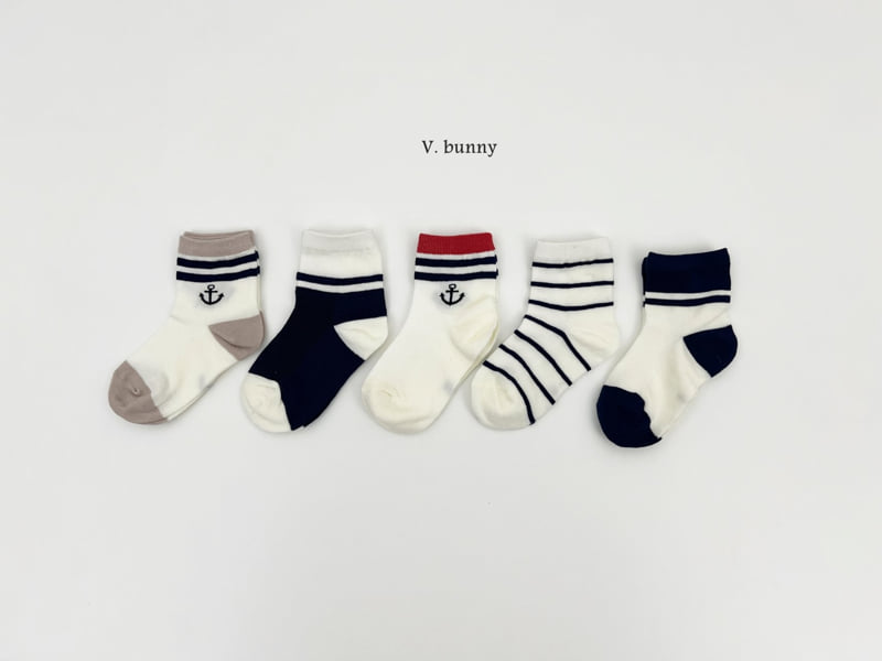 V Bunny - Korean Children Fashion - #fashionkids - Marine Boy Socks Set
