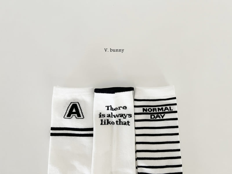 V Bunny - Korean Children Fashion - #fashionkids - Stripe A Sock Set - 2