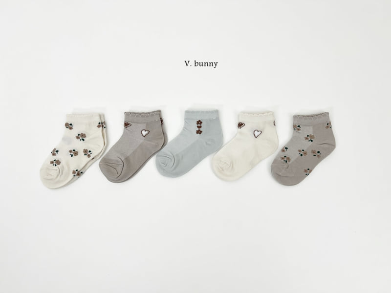 V Bunny - Korean Children Fashion - #fashionkids - Flower Heart Socks Set