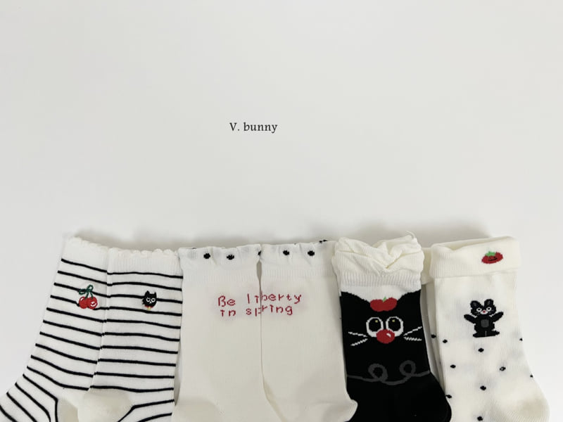 V Bunny - Korean Children Fashion - #kidsshorts - Black Cat Socks Set - 11