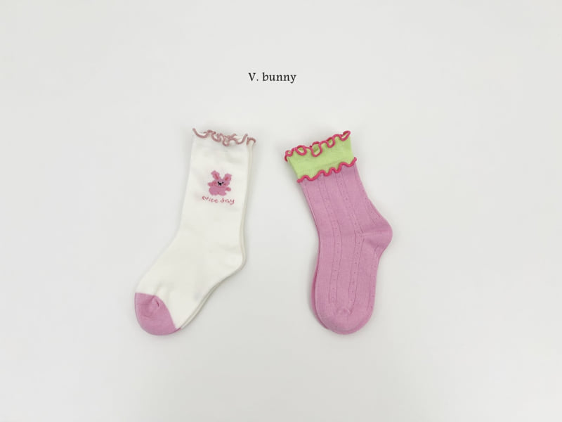 V Bunny - Korean Children Fashion - #kidsshorts - Bubble Rabbit Socks Set - 10
