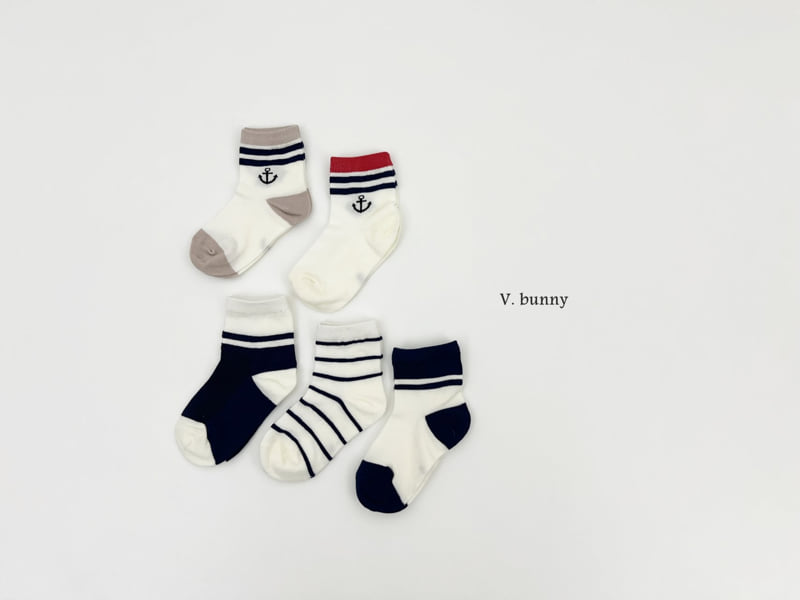V Bunny - Korean Children Fashion - #kidsshorts - Marine Boy Socks Set - 2