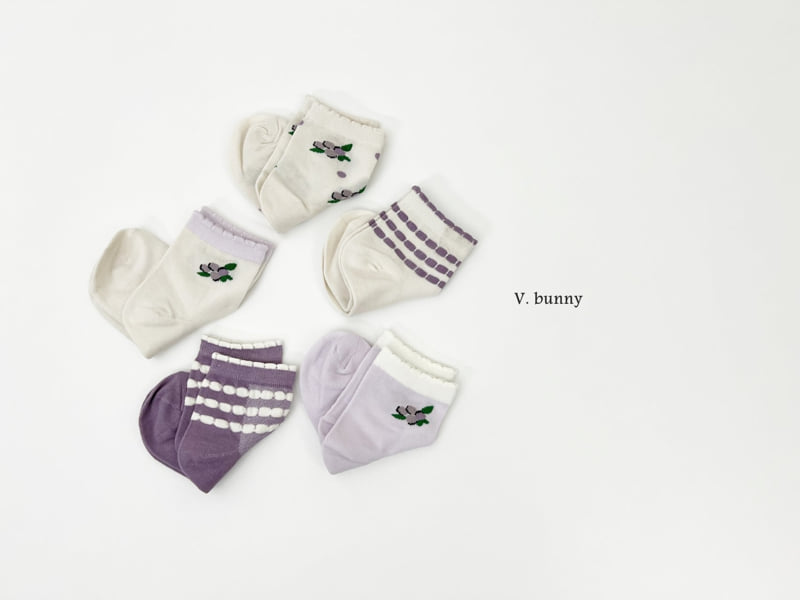 V Bunny - Korean Children Fashion - #kidsshorts - Purple Flower Sock Set - 2