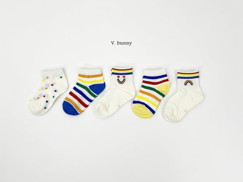 V Bunny - Korean Children Fashion - #kidsshorts - Color Stripe Socks Set