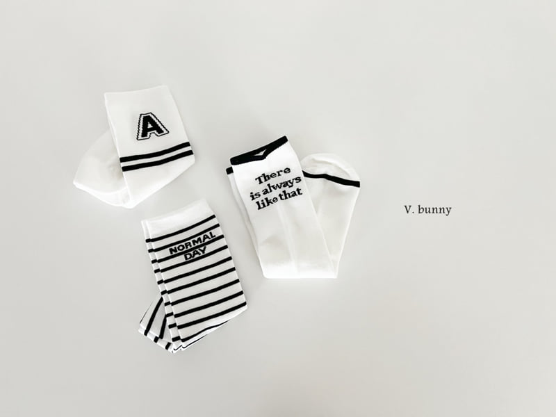 V Bunny - Korean Children Fashion - #kidsshorts - Stripe A Sock Set - 3