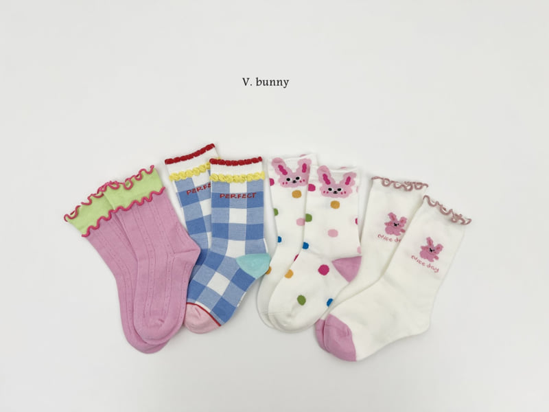 V Bunny - Korean Children Fashion - #kidsstore - Bubble Rabbit Socks Set - 11