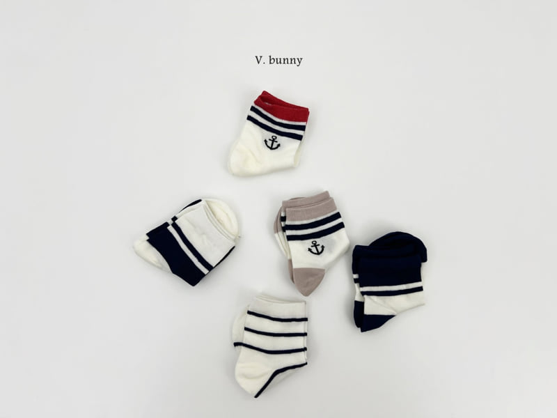 V Bunny - Korean Children Fashion - #kidsstore - Marine Boy Socks Set - 3