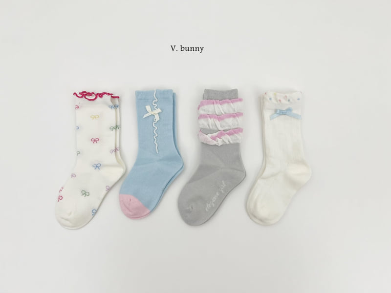 V Bunny - Korean Children Fashion - #kidsstore - Sky Ribbon Socks Set