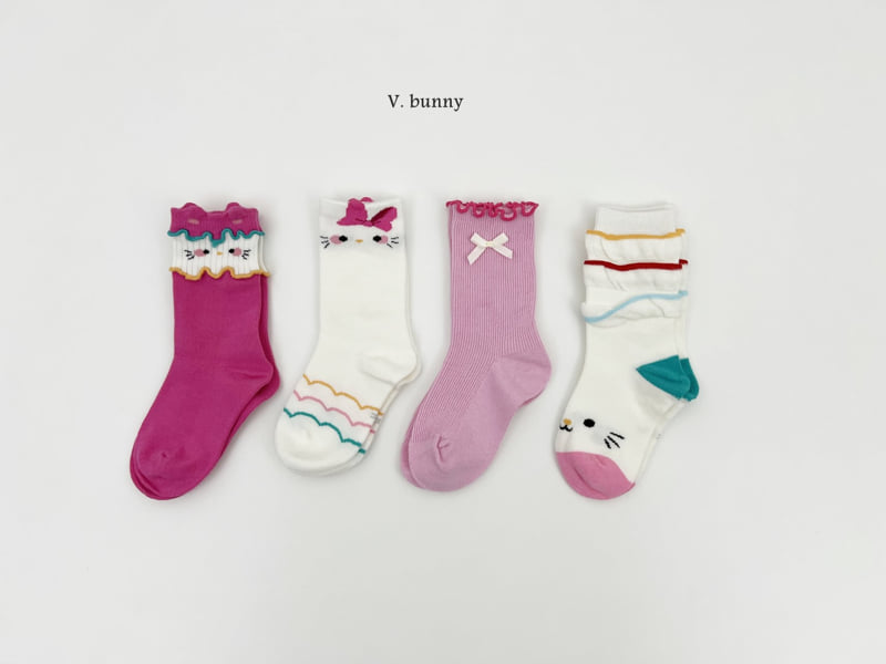 V Bunny - Korean Children Fashion - #kidsstore - Ribbon Cat Socks Set