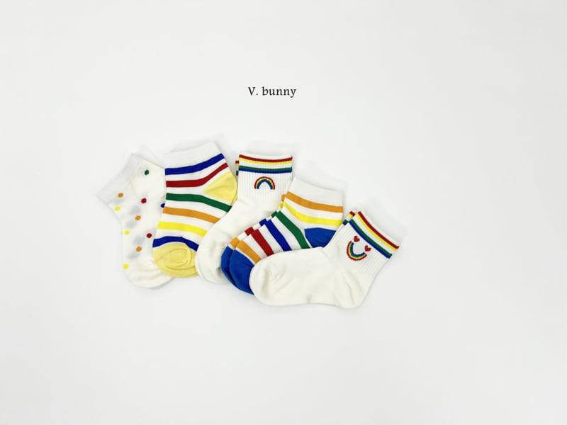 V Bunny - Korean Children Fashion - #kidsstore - Color Stripe Socks Set - 2