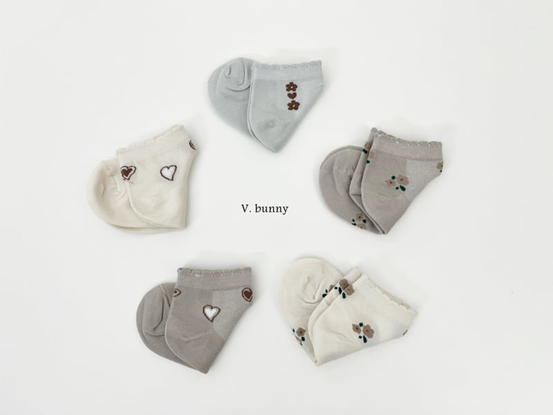 V Bunny - Korean Children Fashion - #kidsstore - Flower Heart Socks Set - 3