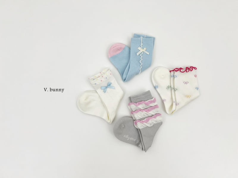 V Bunny - Korean Children Fashion - #kidzfashiontrend - Sky Ribbon Socks Set - 2