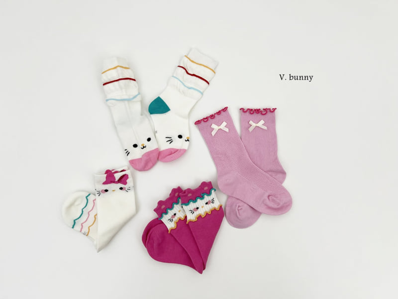 V Bunny - Korean Children Fashion - #kidzfashiontrend - Ribbon Cat Socks Set - 2