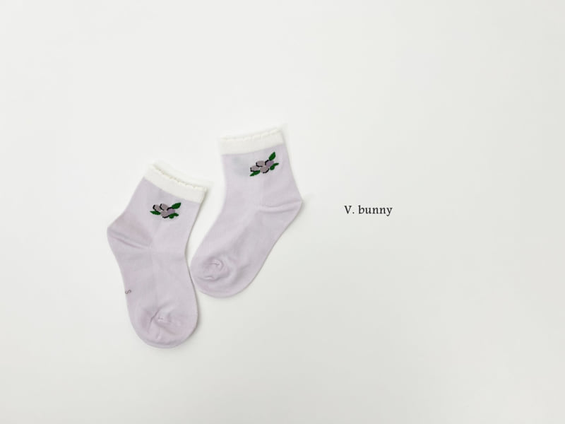 V Bunny - Korean Children Fashion - #kidsstore - Purple Flower Sock Set - 4