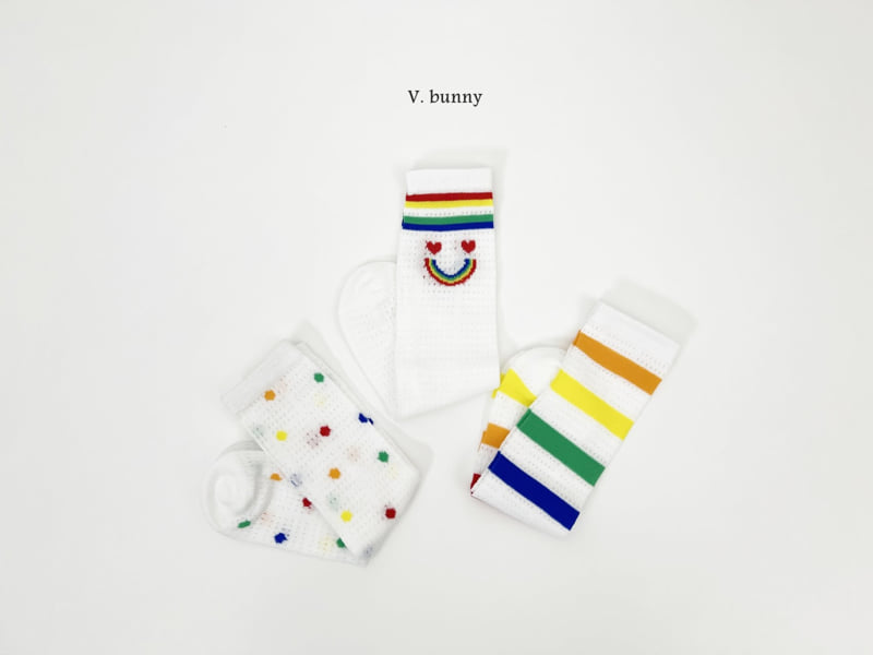 V Bunny - Korean Children Fashion - #kidzfashiontrend - Rainbow Polka Dots Socks Set - 2