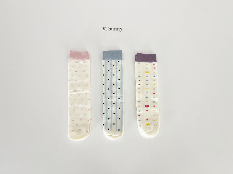 V Bunny - Korean Children Fashion - #kidzfashiontrend - Dotted Heart Socks Set