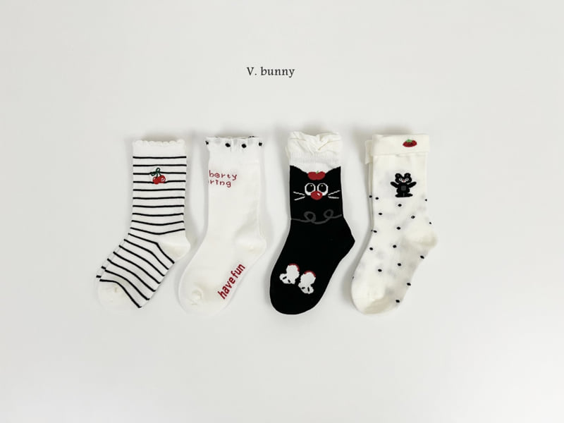 V Bunny - Korean Children Fashion - #littlefashionista - Black Cat Socks Set