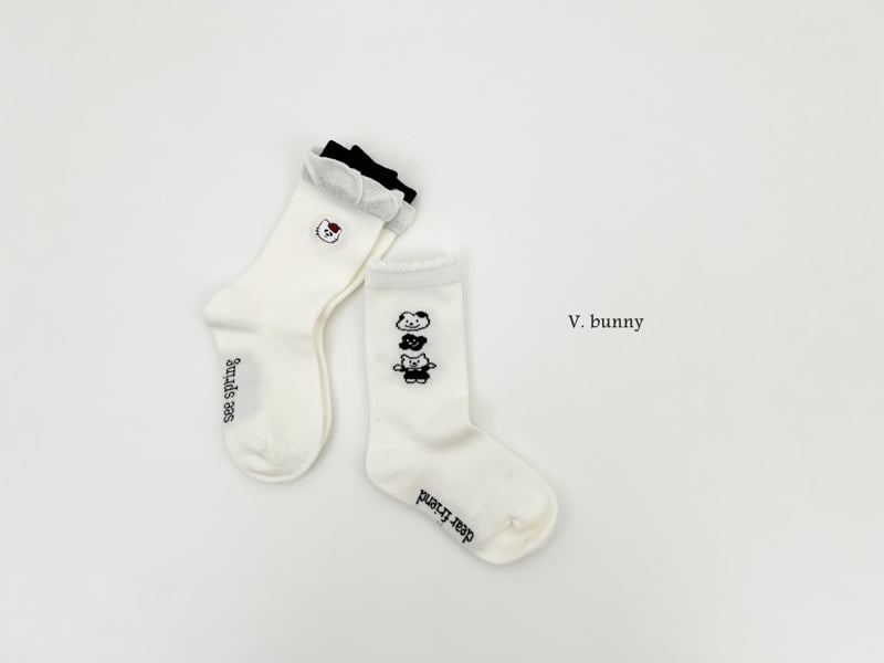 V Bunny - Korean Children Fashion - #littlefashionista - Layer Ribbon Socks Set - 9