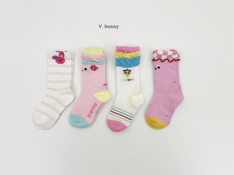 V Bunny - Korean Children Fashion - #littlefashionista - Shirring Three Color Socks Set