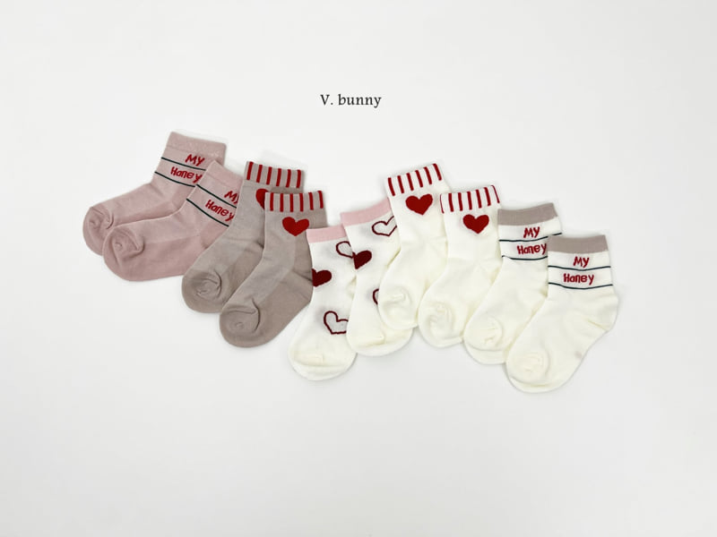 V Bunny - Korean Children Fashion - #littlefashionista - Honey Socks Set - 11