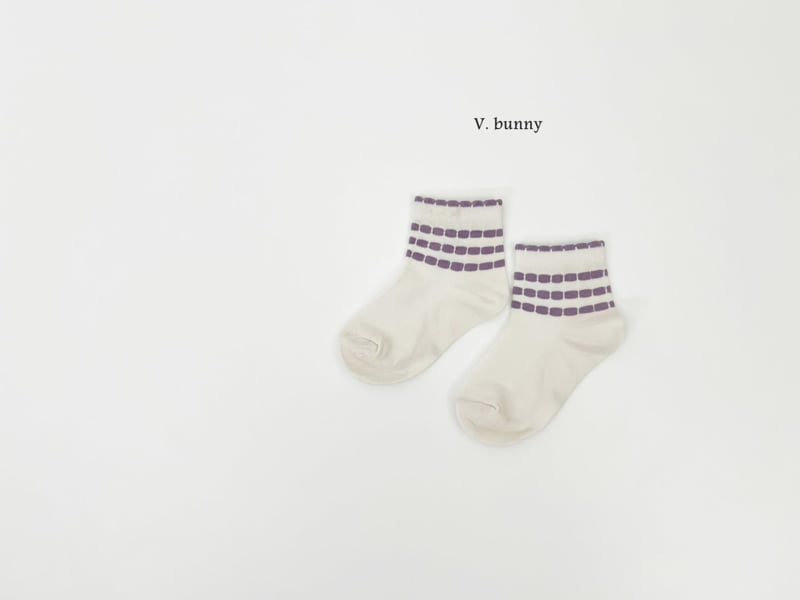 V Bunny - Korean Children Fashion - #littlefashionista - Purple Flower Sock Set - 6